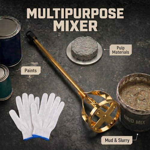 Paint Mixer for Drill - 15.75" Spiral Mixer Paddle for 1-5 Gallon Buckets - color: Gold-1pcs