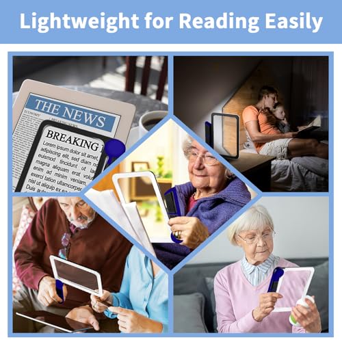 5X Magnifying Glass with Light, Full Page Magnifier for Reading, 48 LEDs - color: Blue 5x