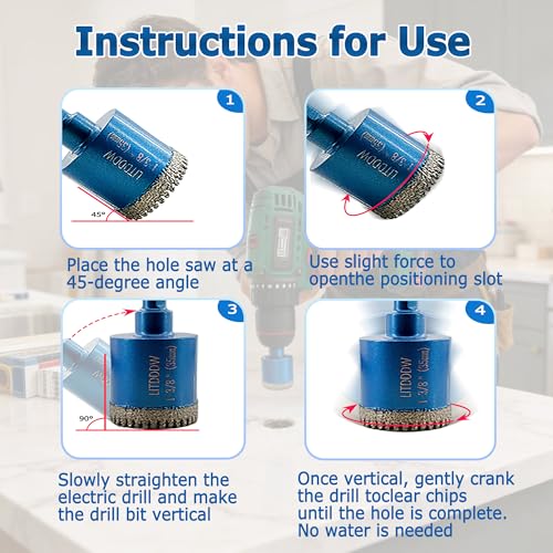 Tile Hole Saw Kit,10 Pack Serrated Vacuum Brazed Diamond Drill Bits - size: 10 Pcs 1/4"-2"