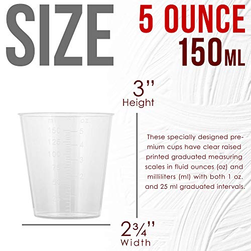 Pouring Masters 5 Oz (150 ml) Liquid Measuring Cups, 50 Pack with 25 Sticks - size: 5-Ounce - Cup