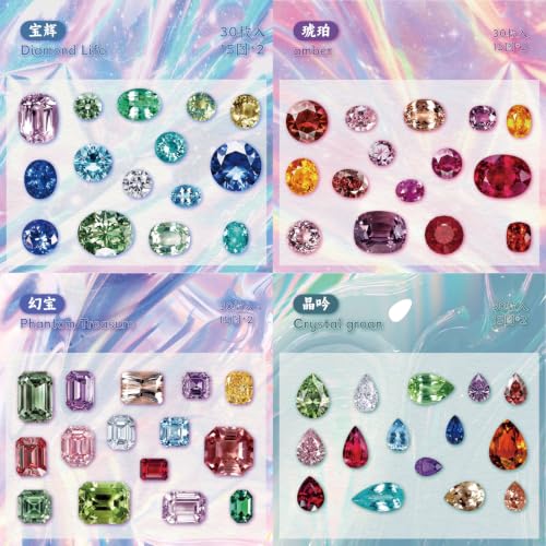 180 Pcs Colorful Gemstone PET Stickers, Crystal Diamond Decals Set - color: Colored Gemstone Series