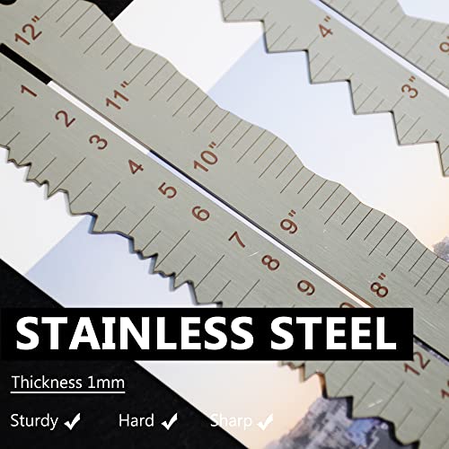 3Pcs Metal Irregular Edges Ruler for Paper Tearing, 12" Measuring Tool