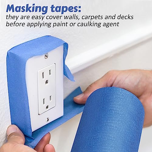 Fainne 3 Rolls Blue Painters Paint Masking Tape, Blue, 6 Inch X 55 Yards - size: 6 Inch x 55 Yards