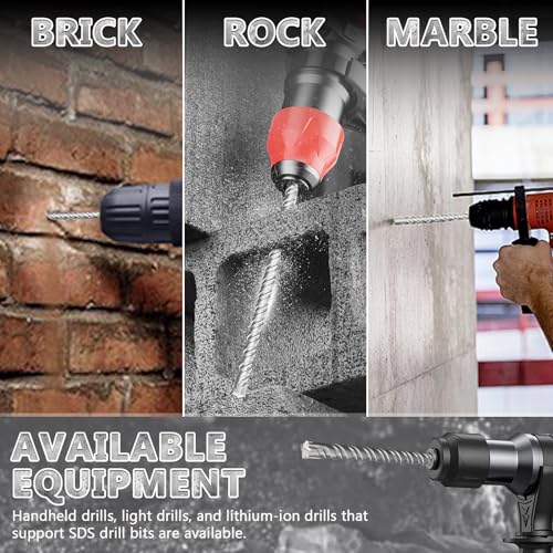 SDS Plus Rotary Hammer Drill Bits, (3/16"*8"-5mm*210mm) - 4 Carbide Cutting Edges, Ideal for Masonry| Heavy-Duty Masonry |Hammer Drill Bits for Precision Drilling - size: (5mm*210mm)
