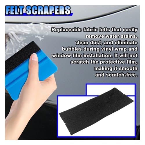 Vinyl Squeegee Felt Fabric, Self-Adhesive Pre-Cut Scraper Wrap Tool, Non-Scratch 4 Inch Squeegee Felt Edge Replacement for Car Vinyl Film, Window Tinting Decal Application Tool (20PCS) - size: 20PCS