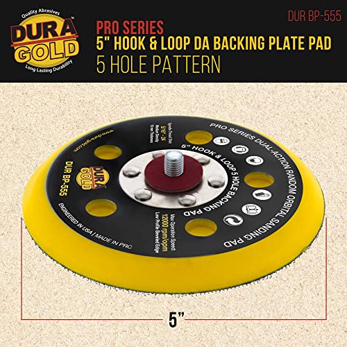 Dura-Gold Pro Series 5" Hook & Loop DA Backing Plate Pad, 5 Hole Pattern - style: 5 Hole