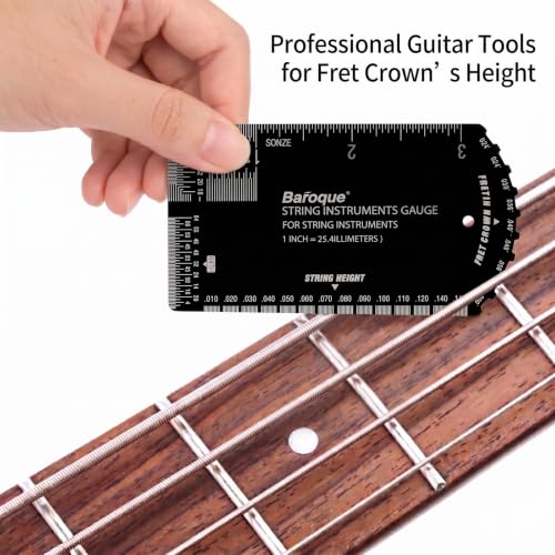 Guitar String Action Gauge Ruler,Fret Rocker with Thick Leather Case