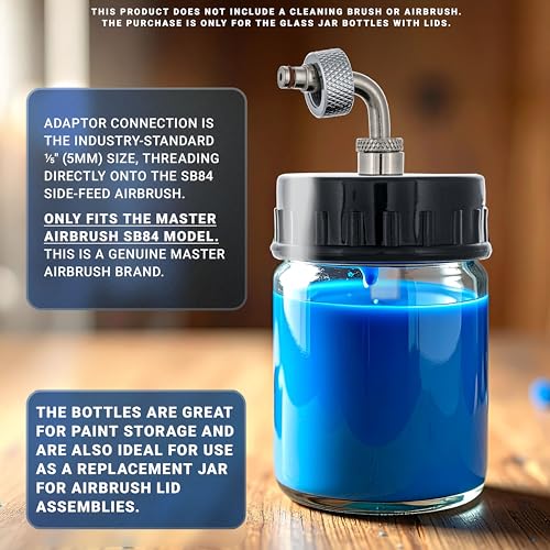 Master Airbrush Pack of 10, TB-007 Empty 3/4 oz. (22cc) Glass Jar Bottles - size: 0.75oz - Glass - Side-Feed