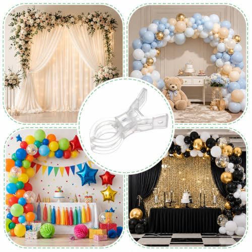 LemonRoad 10 Pack Large Balloon Arch Clips Spring Clamp for Backdrop, Clear - color: Clear