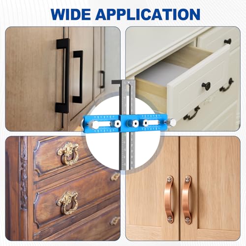 HARFINGTON Adjustable Cabinet Hardware Jig Cabinet Handle Template Tool - color: Blue