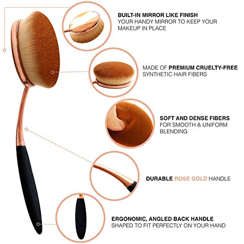 Yoseng Oval Foundation Brush Large Toothbrush Makeup Brushes Fast Flawless Application Liquid Cream Powder Foundation（Pack of 2） - style: Large（pack of 2)