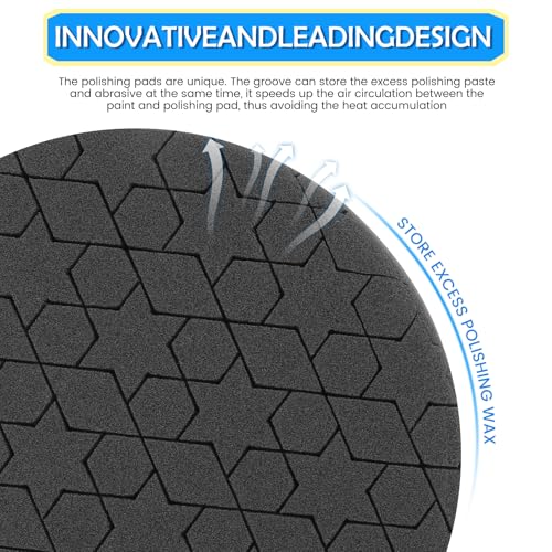 IPELY 6 Pcs 7 Inch Buffing Pads, Polishing Pads 7 Inch 180 mm Face for 6.7 Inch 170mm Base Plate Compounds, Buffer Pads for Polishing and Waxing - size: 7 Inch