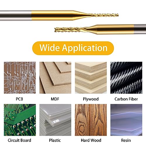 End Mill Sets,10Pcs Titanium Coat Ending Mill,1/8" Shank 0.8-3mm Micro End Mill Engraving Bits CNC Router Bits for Rotary Tools - size: 0.8-3.0mm