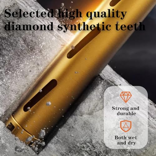 5.5" Dry Core Drill Bits for Cured Concrete with Rebar Brick Block Masonry etc 12.2in/310mm Drilling Depth，10mm Diamond Segment Height，2 Adapters - size: 5.5 inches
