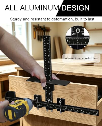 Aluminum Cabinet Hardware Jig Cabinet Handle Template for Knob Door Drawer - color: Black