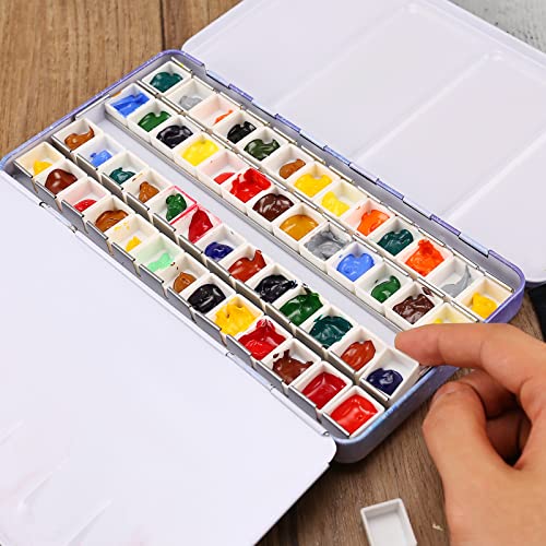 MYARTOOL Empty Watercolor Palette, Purple Empty Watercolor Tin Palette Paint Case with 48 PCS Empty Half Pans for DIY Travel Watercolor Palette, Acrylic and Oil Painting - color: Purple, size: 48 PCS Empty Half Pans