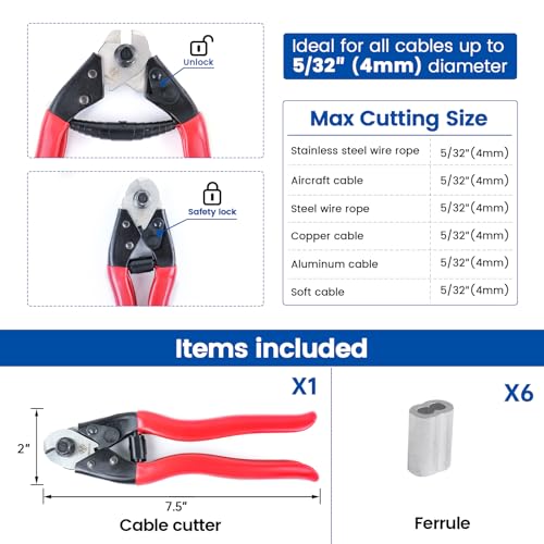 Muzata Cable Cutter for Cable Railing and Other DIY Projects CR12