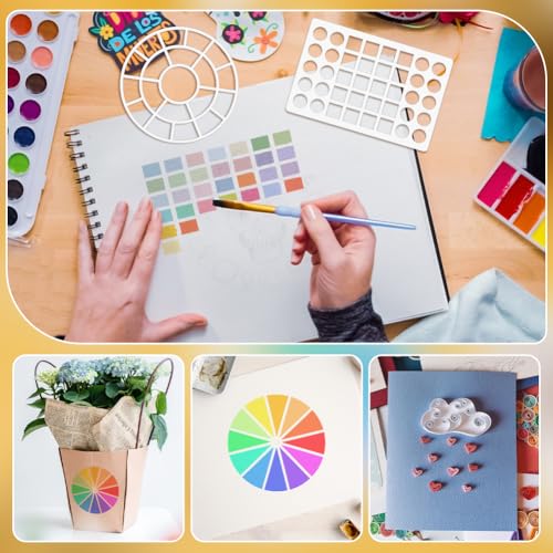 BENECREAT 4Pcs Color Wheel Template, 2 Styles Acrylic Drawing Stencils, Swatching Template Stencil for Color Correction Fabric Scrapbook Walls Crafts Home Decoration Arts Paper - style: Rectangle & Round