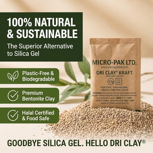 Micro-Pak Dri Clay Kraft, Moisture Absorption Desiccant Packs,17gx25pcs - size: 17gx25pcs