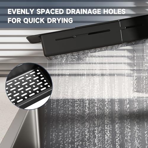 NiHome Extendable Kitchen Sink Caddy, Small Brush Sponge Storage Holder - color: Black 1, size: Standard