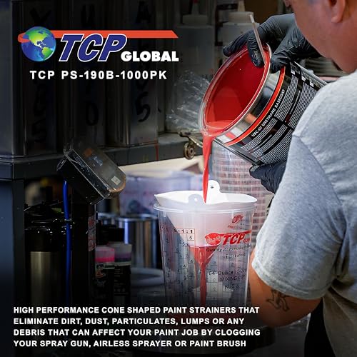 TCP Global - 190 Micron Filter Tips Ultra-Fine Paint Strainer, Case of 1000 - style: 190 Micron (Pack of 1000)