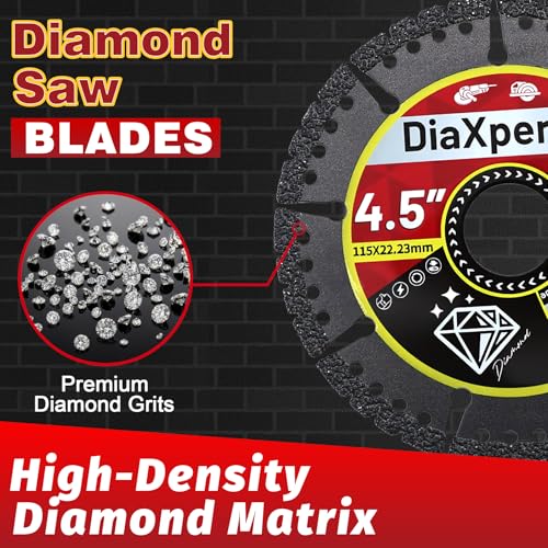4.5" Diamond Saw Blade, Multi-Purpose Indestructible Disc for Angle Grinder, Metal Tile Concrete Cutting Wheel, 3-Pack