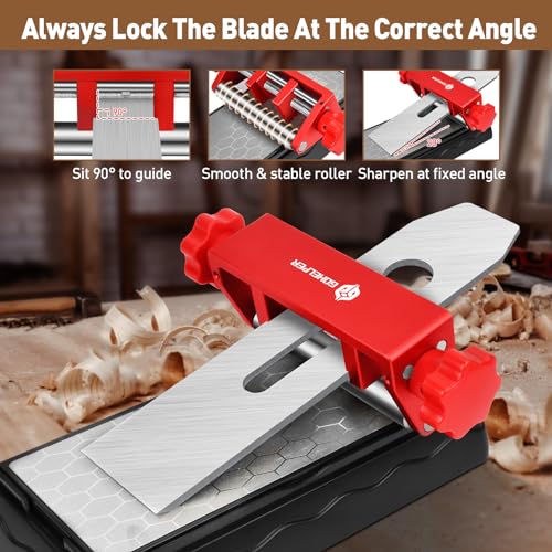 Chisel Sharpening Jig, Wood Honing Guide for Chisels and Planes Width 0.1" to 2.8" with Sharpening Angle Fixture, Angle Gauge from 10° to 45°(Excluding Sharpening Stone) - style: Excluding Sharpening Stone