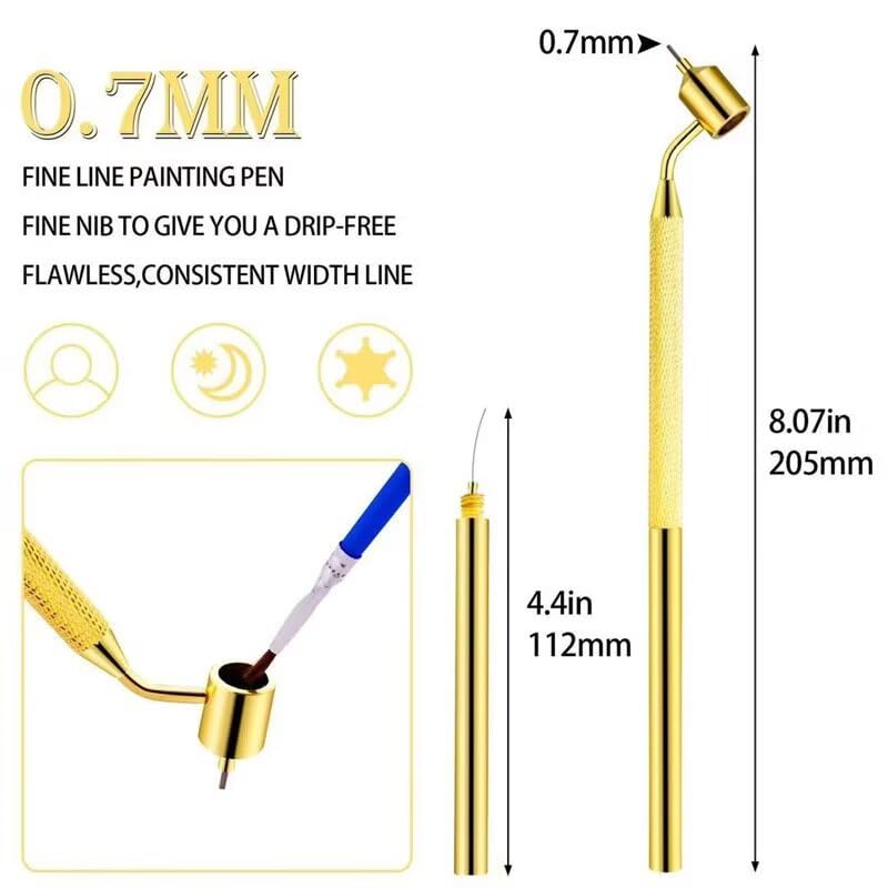 2Pcs Fine Line Fluid Writer Paint Applicator Pen Set, 0.5mm 0.7mm Precision Detailing Tool for Car Rock Chip, Scratch Touch Up, Wood and Canvas Art - size: 0.5mm+0.7mm