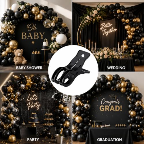LemonRoad 10 Pack Large Balloon Arch Clips Spring Clamp for Backdrop, Black - color: Black
