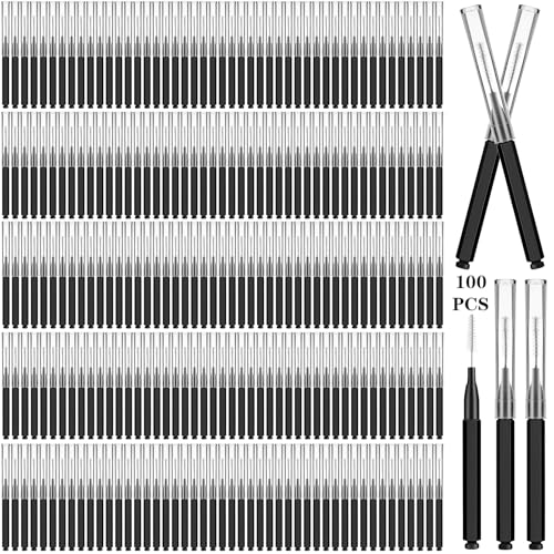 Hecila 100 Pcs Micro Eyebrow Brush with Cap Braces Brush for Cleaner Eyebrow Spoolie Brow Eyelash Lamination Brushes Lash Lift Tool for Brows and Lashes Comb Extensions