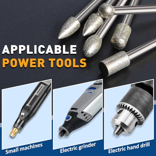 shengbenhao 20Pcs 120 Grit Diamond Grinding Bits Compatible with Dremel