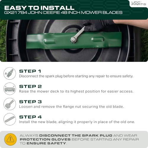 UDC Parts GY20852 Mower Blades Replacement for John Deere 48 Inch D140 E140 - size: 17" - 7 pt star