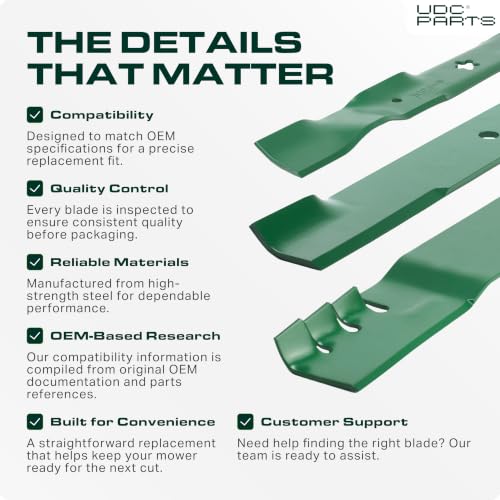 UDC Parts 603995 Hustler Raptor 52 Inch Mower Blades Replacement, 3 Pack - size: 17-7/8" - Round (5/8")