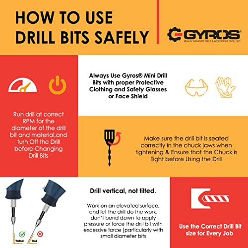 GYROS 12 PCS #60 Micro Drill Bit Set – Small Drill Bits for Jewelry, Plastic, Resin, & Soft Metal – Carbon Steel Wire Gauge Mini Twist Drill Bit Set for Pin Vise Hand Drill & Rotary Tool - size: #60 (.0400”/1.016MM)