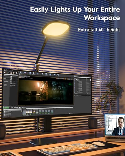 LitONES Tall LED Desk Lamps Home Office, Edge-Lit Eye-Care, 50 Light Modes - size: Black 2Pack
