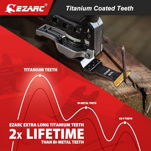 EZARC Titanium Oscillating Saw Blades Kit 4 PCS, Plunge Cutting Multitool Blades for Metal Wood Nails Screws, Flush Cut Universal Quick Release Multi Tool Blades Kits, Tool Blades Fit Multiple Models - size: 4 Pcs Mixed Set