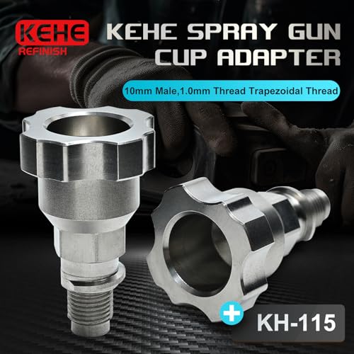 Paint System Spray Gun Cup Adapter(#115/#S41) for Select SATA mini Jet,Connects Numerous Paint Gun to KEHE Paint Spray System (10mm Male,1.0mm Thread Trapezoidal Thread) Stainless Steel - size: KEHE-115
