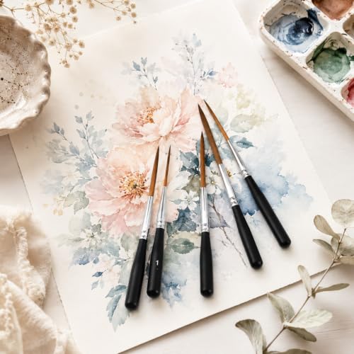 5 Pcs Long Liner Brush, Scroll Detail Long Liner Brushes