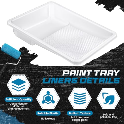 Geelin 50 Pcs 9 Inch Paint Tray Liner Paint Roller Tray with Handle - size: 9 Inch