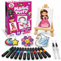 Hugrow Magic Puffy Paint Kit for Kids, 32 Foam Pieces, 3D Mess Free Craft - color: purple
