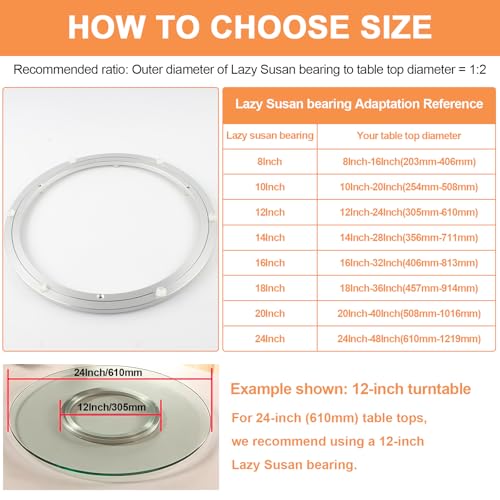 TamBee Aluminum Lazy Susan Heavy Duty Metal Rotating Hardware Turntable Bearing Ring Lazy Susan Base Only (8-Inch Heavy Duty) - size: 8-Inch (10mm)