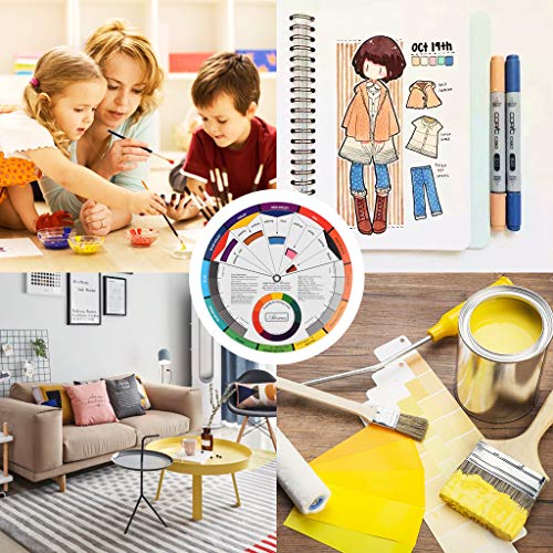 JimKing Creative Color Wheel, Paint Mixing Learning Guide, Art Class Teaching Tool for Makeup Painting Tattoo,Blending Board Chart Color Mixed Guide Hardboard(9.25inch) - style: Classic