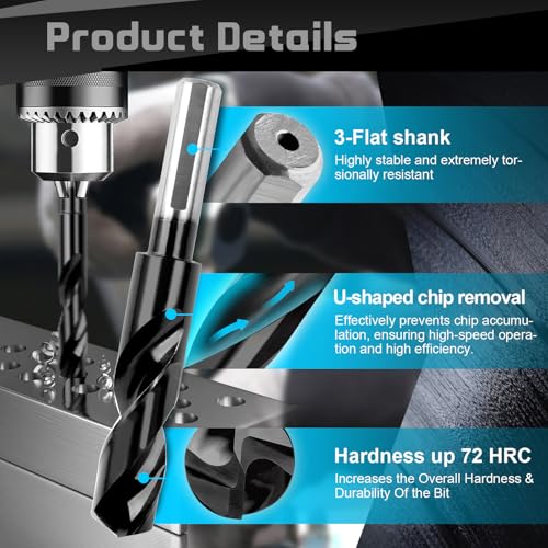 9/16 Inch Cobalt Drill Bit, HSS M35, Industrial Grade, TiAlN Coated - size: 9/16 Inch