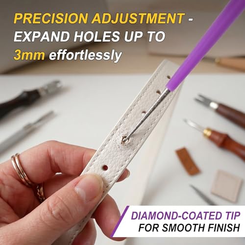 Belt Hole Puncher 2 Pcs 2.0mm Leather Punch Tool for Shoes Strap DIY