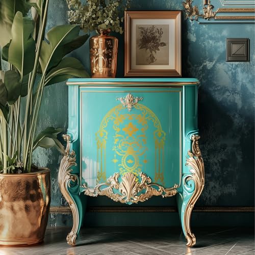 Gold Foil Rub on Transfer for Furniture DTF Transfers for Wood Drawer Decor, Golden Rococo Arch - style: Golden Rococo Arch