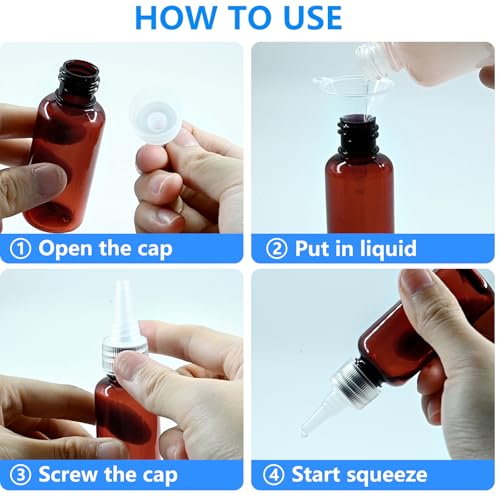 DTDNZKN 4 Pack 1 Oz (30ml) Amber Plastic Essential Oil Bottles
