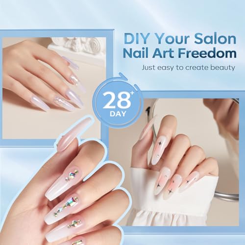 modelones 2pcs 15ml 10 in One X Nail Gel Glue Gel Base Coat Brush On - color: D-Clear-2