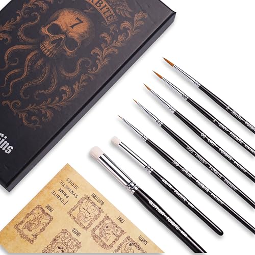 FOXBITE 7 Set Brushes for Miniature Painting Synthetic Modeling Pieces Fine Detail Paint Brush Miniature Painting Kit Mini Paints Acrylic for Warhammer minipainting