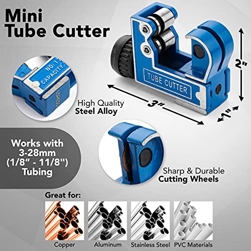 Mini Copper Pipe Tubing Cutter Tool – 1/8" to 1 1/8" (3-28mm) OD-Mini - size: Mini