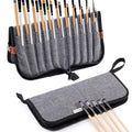 Paint Brush Holder Case for Artists, 22-Slot Paint Brush Case Pop-Up Stand - color: Gray, size: Large 6*13.5"